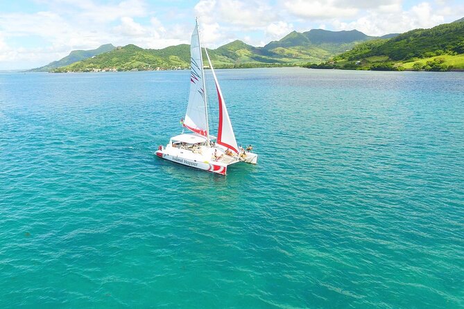 All inclusive CATAMARAN with BBQ : Ile aux cerf & GRSE waterfall - Snorkeling from the catamaran