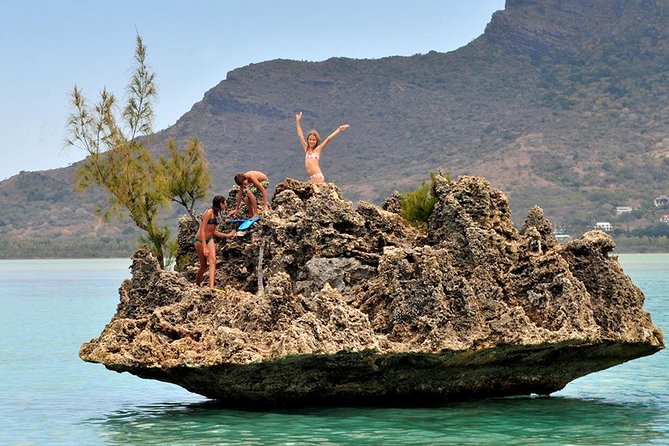 Catamaran Cruise to Ile Aux Bénitiers: Dolphin watch, Crystal Rock & Transfer - Crystal Rock with Le Morne in the distance