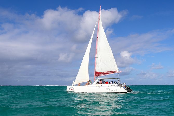 Catamaran cruise to Ile aux cerfs with bbq lunch - Snorkeling in clear lagoon water