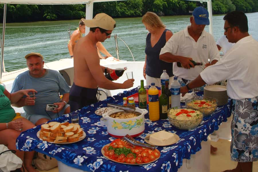 Ile Aux Cerfs Catamaran Cruise sailing from Mahebourg - Grand River South East Waterfall from the catamaran