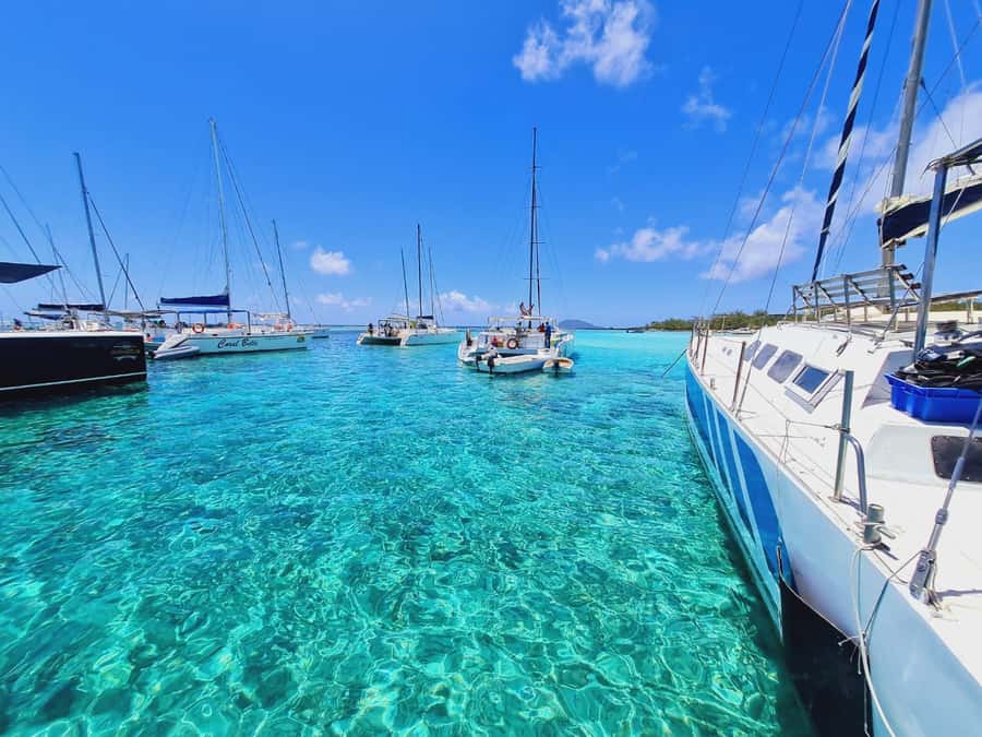 Ilot Gabriel: Catamaran Cruise & BBQ Lunch - Ilot Gabriel, sand, swimming, and snorkeling