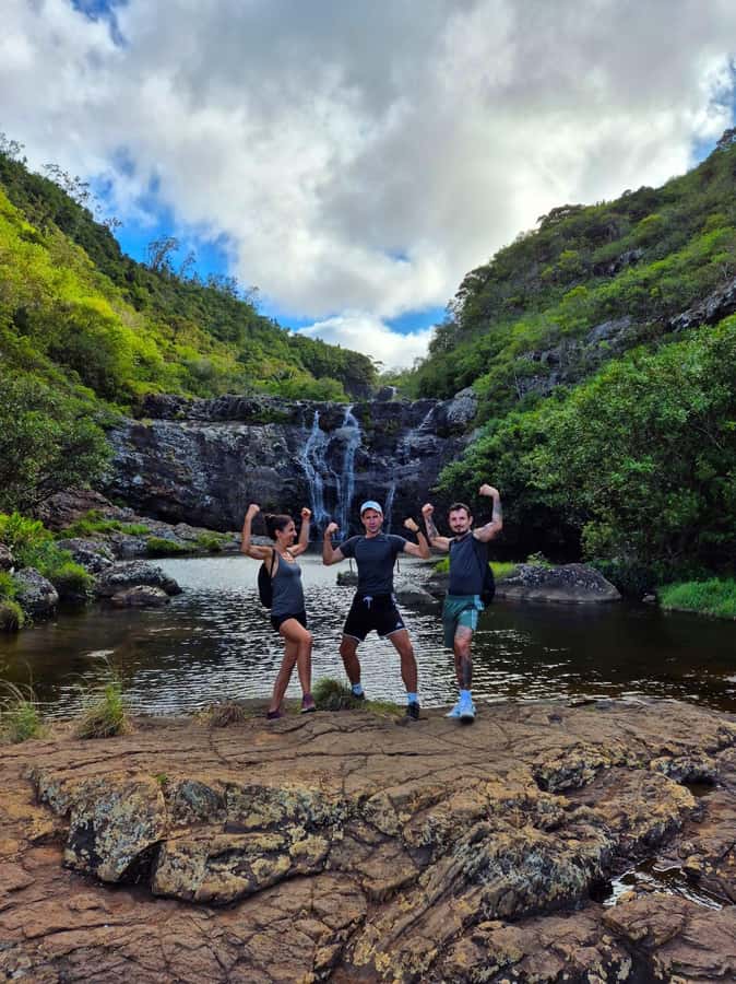 Mauritius-7 waterfalls short loop - Swimming in clear waterfall pools