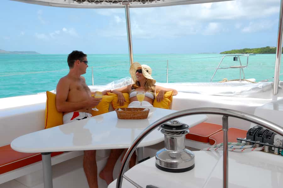 Private Catamaran Charter to Ile aux Cerfs - Leaving Pointe Jerome for the open lagoon