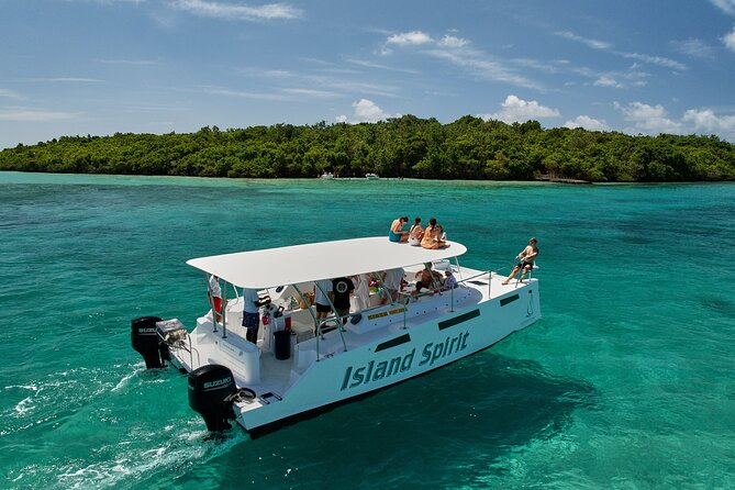 SouthEast Lagoon Discovery on shared basis on a Power Catamaran - Setting out from Pointe d’Esny